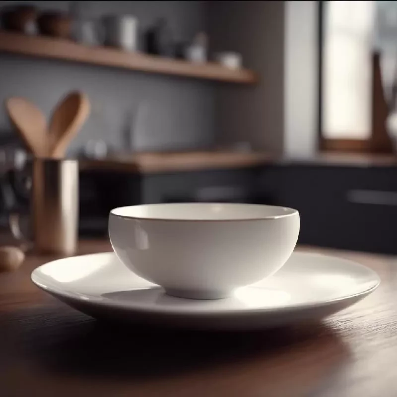 Тарелка обеденная из белого фарфора с рельефным краем Тарелка обеденная из белого фарфора с рельефным краем